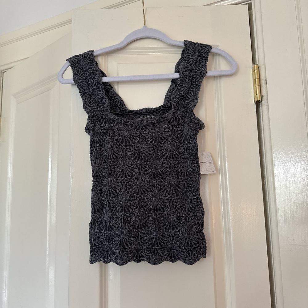 Free People Charcoal Crochet Tank Top